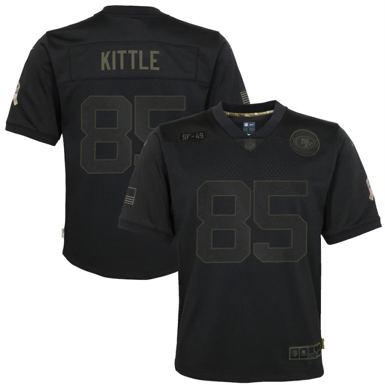 NFL San Francisco 49ers #85 George Kittle Nike Youth 2020 Salute to Service Game  Black jerseys